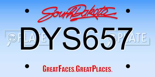 DYS657 South Dakota License Plate
