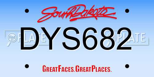 DYS682 South Dakota License Plate