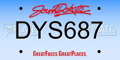 DYS687 South Dakota License Plate