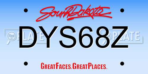 DYS68Z South Dakota License Plate