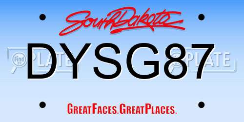 DYSG87 South Dakota License Plate