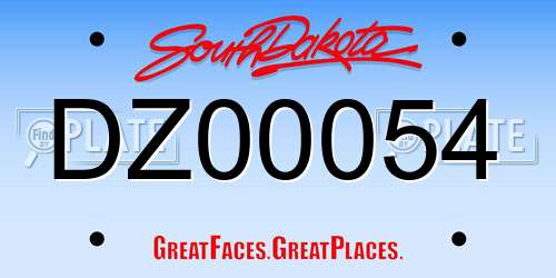 DZ00054 South Dakota License Plate