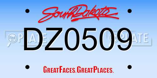 DZ0509 South Dakota License Plate