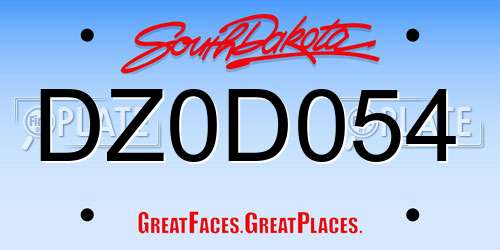 DZ0D054 South Dakota License Plate