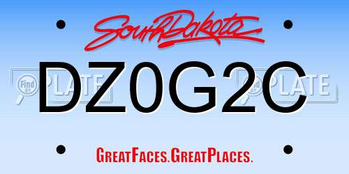 DZ0G2C South Dakota License Plate