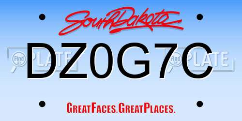 DZ0G7C South Dakota License Plate