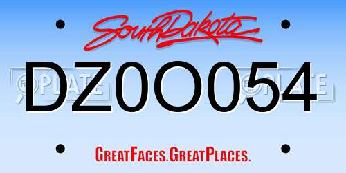 DZ0O054 South Dakota License Plate