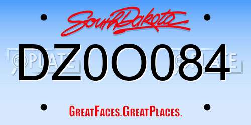 DZ0O084 South Dakota License Plate