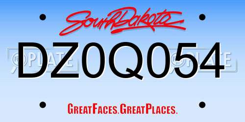 DZ0Q054 South Dakota License Plate