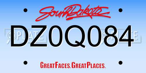 DZ0Q084 South Dakota License Plate