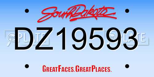 DZ19593 South Dakota License Plate