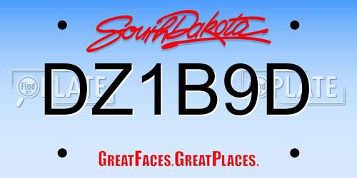 DZ1B9D South Dakota License Plate