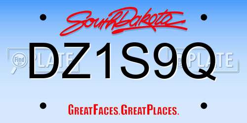 DZ1S9Q South Dakota License Plate