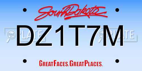 DZ1T7M South Dakota License Plate