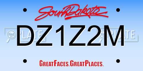 DZ1Z2M South Dakota License Plate