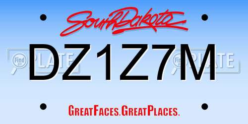 DZ1Z7M South Dakota License Plate