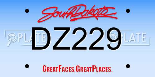 DZ229 South Dakota License Plate
