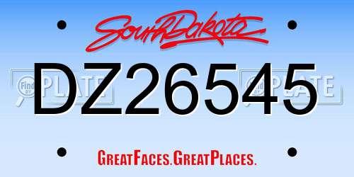 DZ26545 South Dakota License Plate