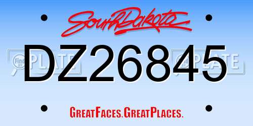 DZ26845 South Dakota License Plate