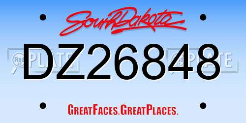 DZ26848 South Dakota License Plate