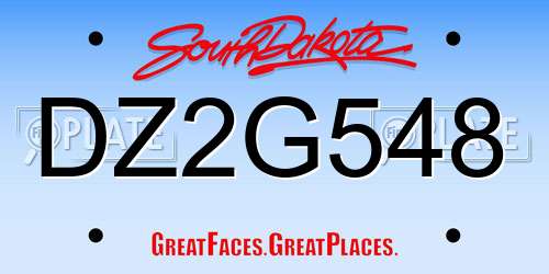 DZ2G548 South Dakota License Plate
