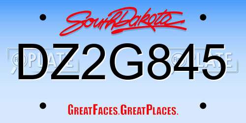 DZ2G845 South Dakota License Plate