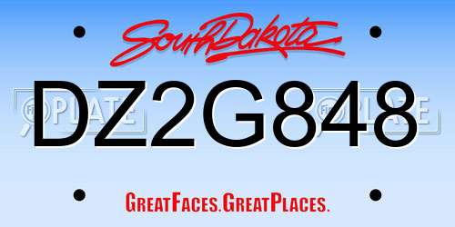 DZ2G848 South Dakota License Plate