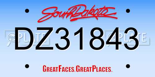 DZ31843 South Dakota License Plate