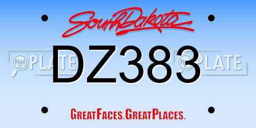 DZ383 South Dakota License Plate