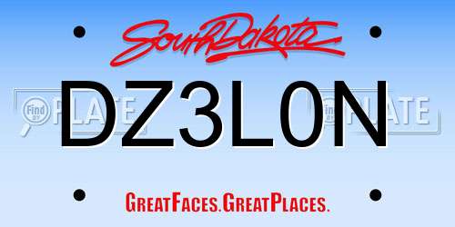 DZ3L0N South Dakota License Plate