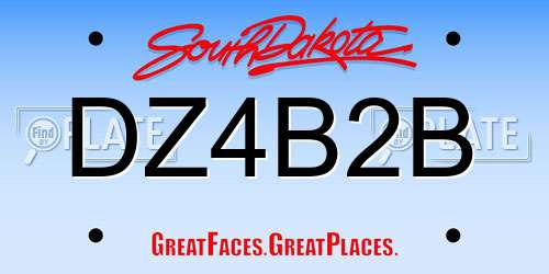 DZ4B2B South Dakota License Plate