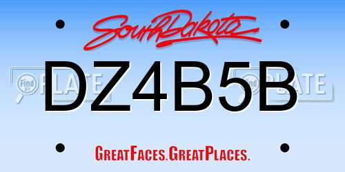 DZ4B5B South Dakota License Plate