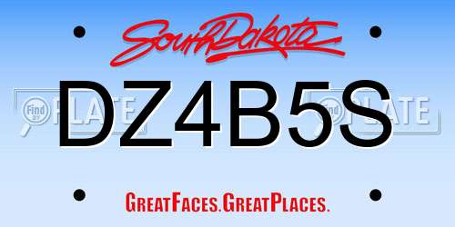 DZ4B5S South Dakota License Plate