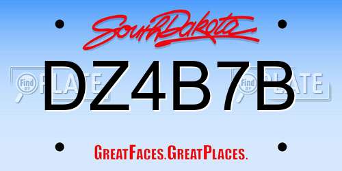 DZ4B7B South Dakota License Plate
