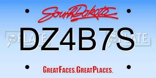 DZ4B7S South Dakota License Plate