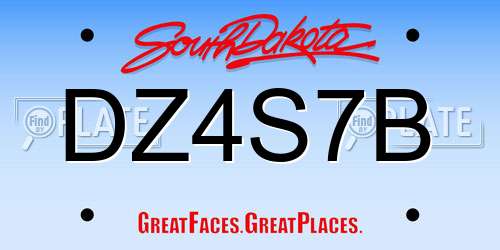 DZ4S7B South Dakota License Plate