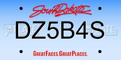 DZ5B4S South Dakota License Plate