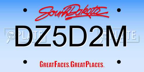 DZ5D2M South Dakota License Plate