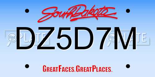 DZ5D7M South Dakota License Plate