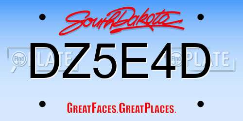 DZ5E4D South Dakota License Plate