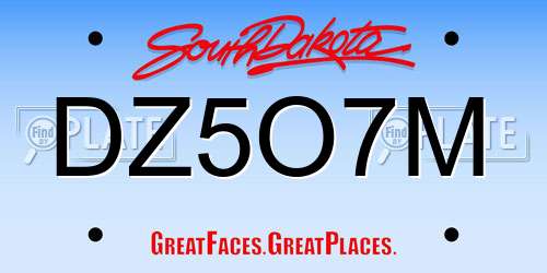 DZ5O7M South Dakota License Plate