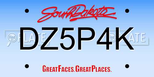 DZ5P4K South Dakota License Plate