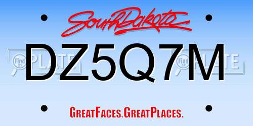 DZ5Q7M South Dakota License Plate