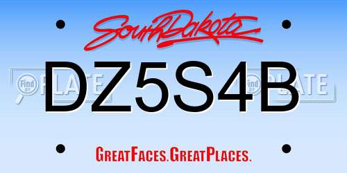 DZ5S4B South Dakota License Plate
