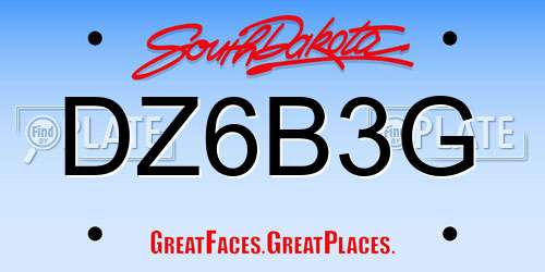 DZ6B3G South Dakota License Plate