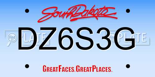 DZ6S3G South Dakota License Plate