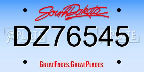 DZ76545 South Dakota License Plate
