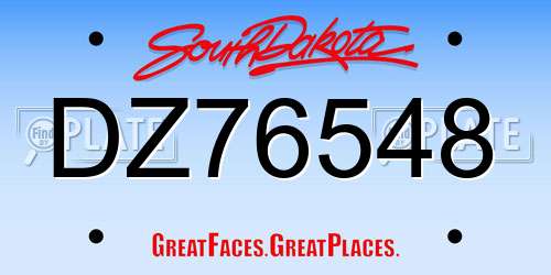 DZ76548 South Dakota License Plate