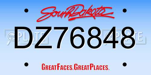 DZ76848 South Dakota License Plate