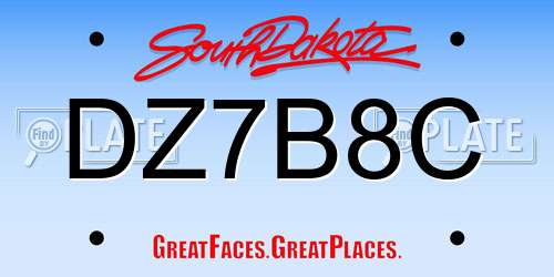 DZ7B8C South Dakota License Plate